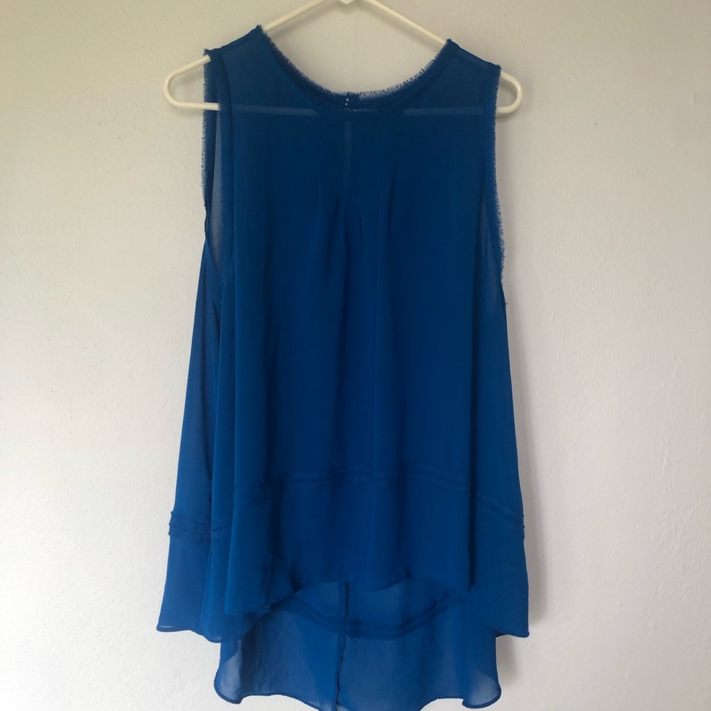 Long sleeveless blue top